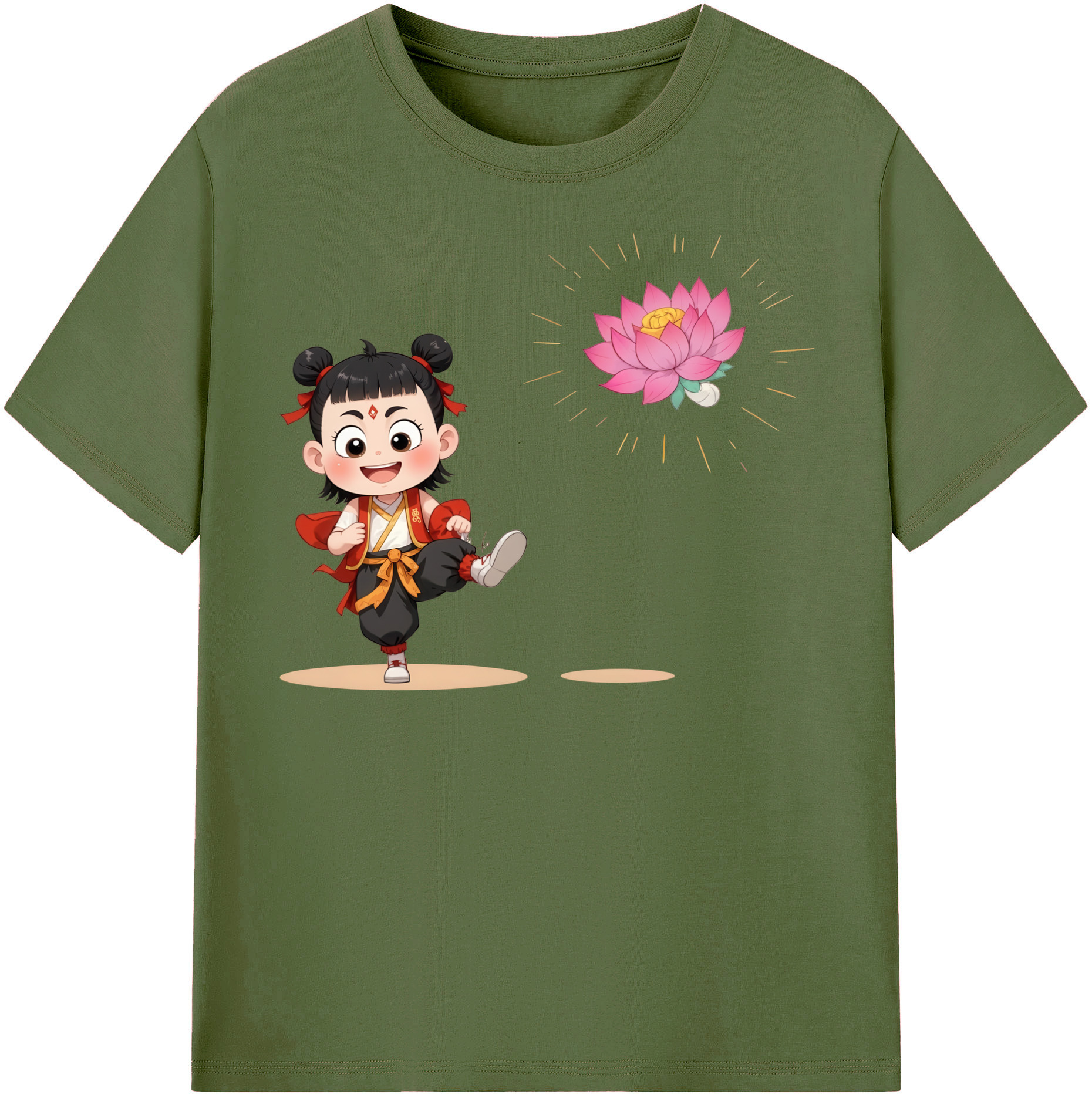 （画像用） Ne Zha 2 ナタ 魔童の大暴れ 綿100％半袖Tシャツ（フロントプリント）